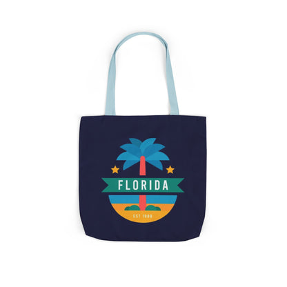 Florida Palm Beach Canvas Tote Bag — Retro Sunshine Travel Tote