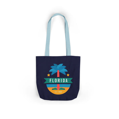Florida Palm Beach Canvas Tote Bag — Retro Sunshine Travel Tote