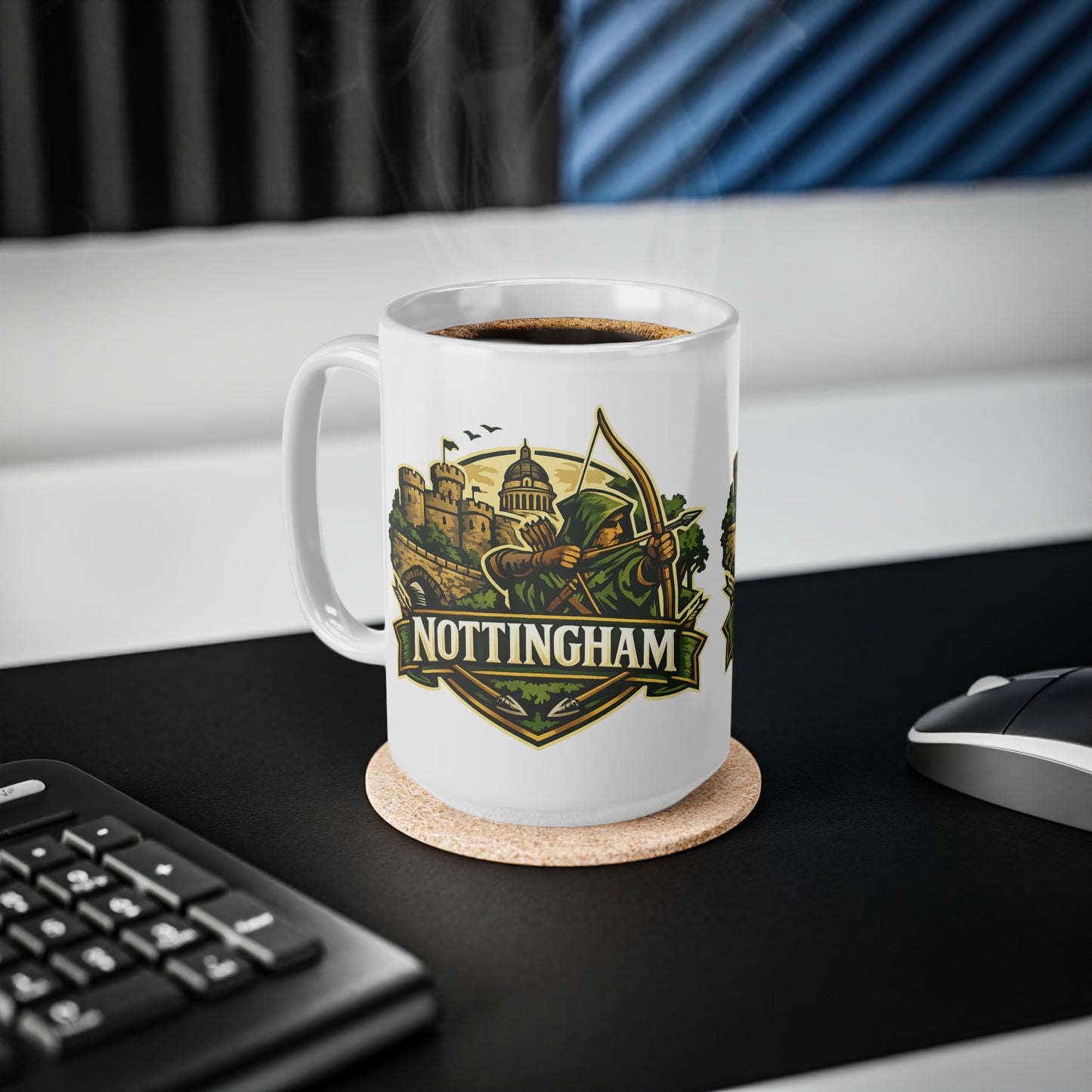 Nottingham Robin Hood Ceramic Coffee Mug — 11oz & 15oz Travel-Perfect Gift