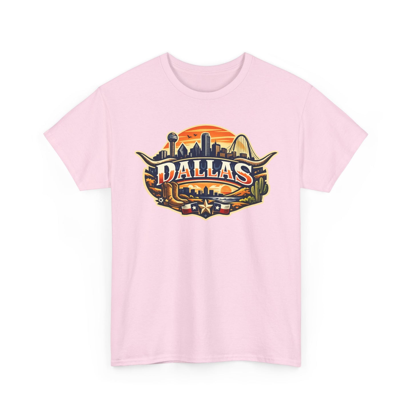 Dallas Skyline Retro Tee — Vintage Cityscape T‑Shirt with 'Dallas' Graphic