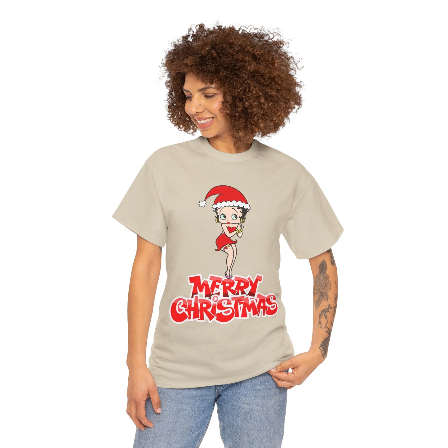 Christmas Betty Boop Tee - 'Merry Christmas' Holiday Graphic Shirt