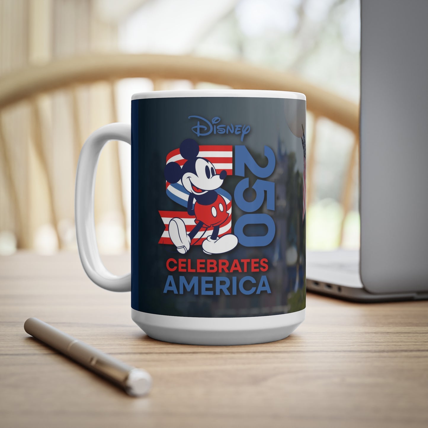 Disney Mickey 'Celebrates America' Flag Mug — Patriotic 11oz & 15oz Coffee Cup