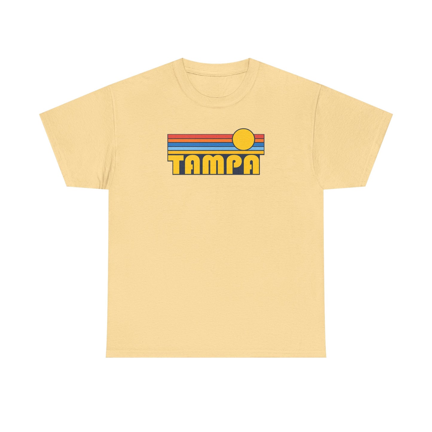 Tampa Retro Sunset T-Shirt — Vintage 70s Striped Beach Tee