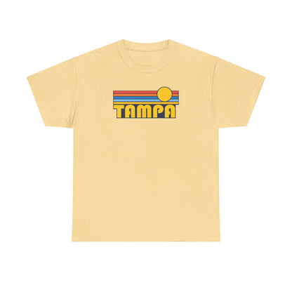 Tampa Retro Sunset T-Shirt — Vintage 70s Striped Beach Tee