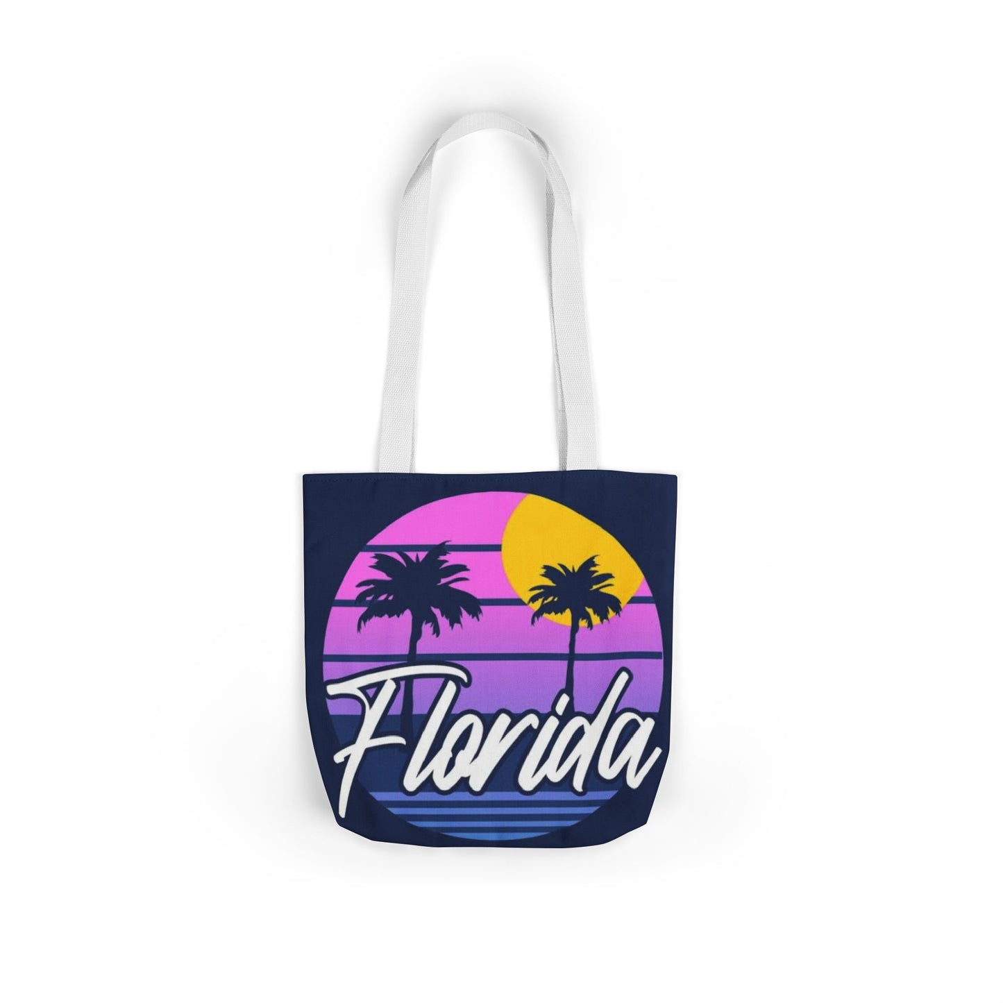 Florida Sunset Palm Tote Bag — Retro Beach Canvas Tote
