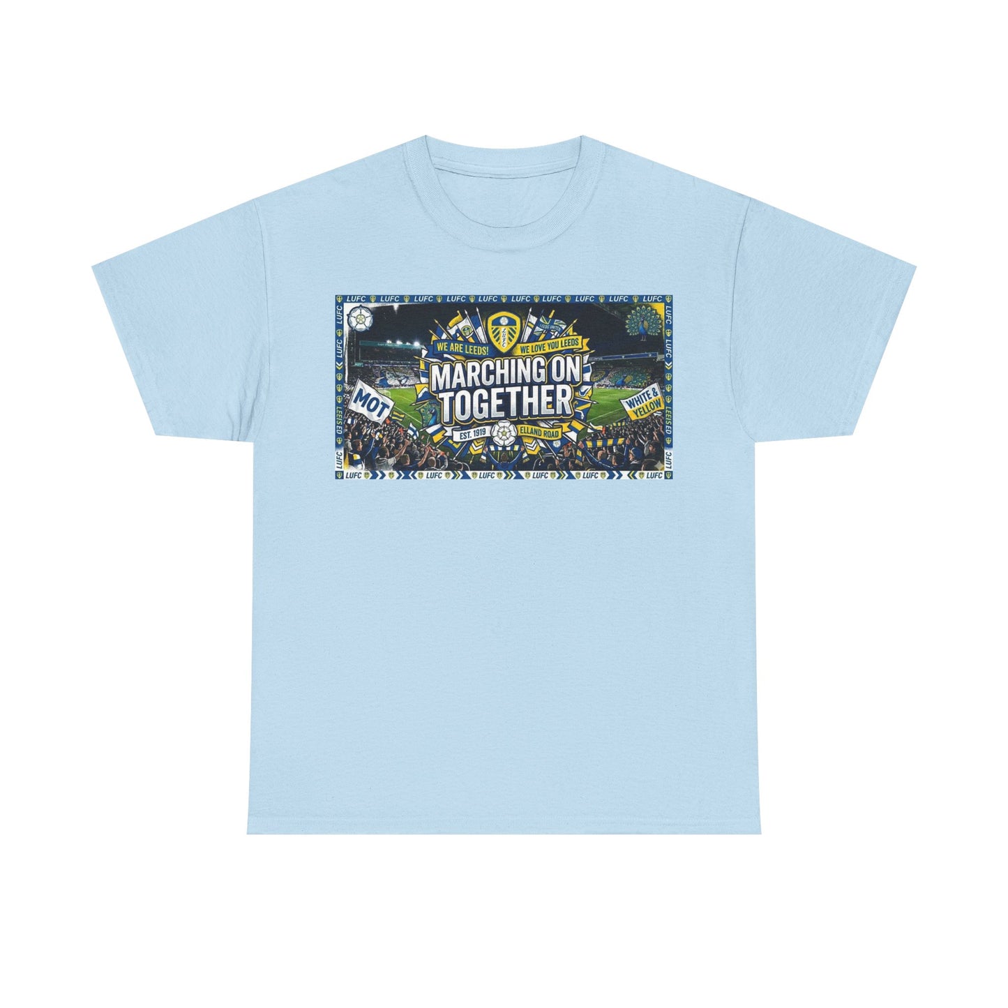 Leeds United T-Shirt — "Marching On Together" Fan Tee (Soccer Supporter Graphic)