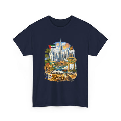Dubai Skyline Beach Vacation T-Shirt – Retro Travel Collage Tee