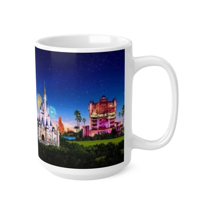 Disney Parks Night Skyline Ceramic Mug — Castle & Epcot Sphere Coffee Cup (11oz/15oz)