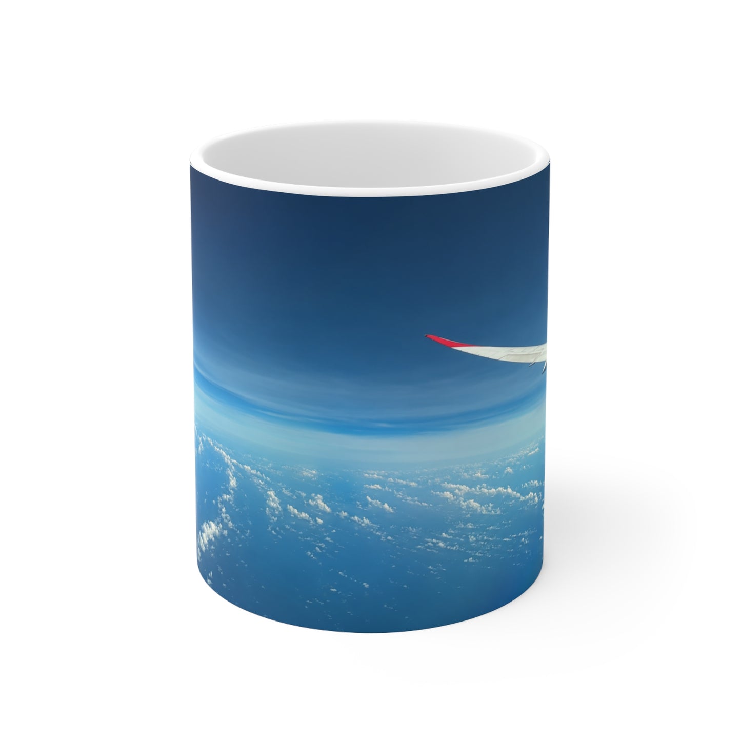 Aerial Sky View Ceramic Coffee Mug — Airplane Window Photo, 11oz & 15oz