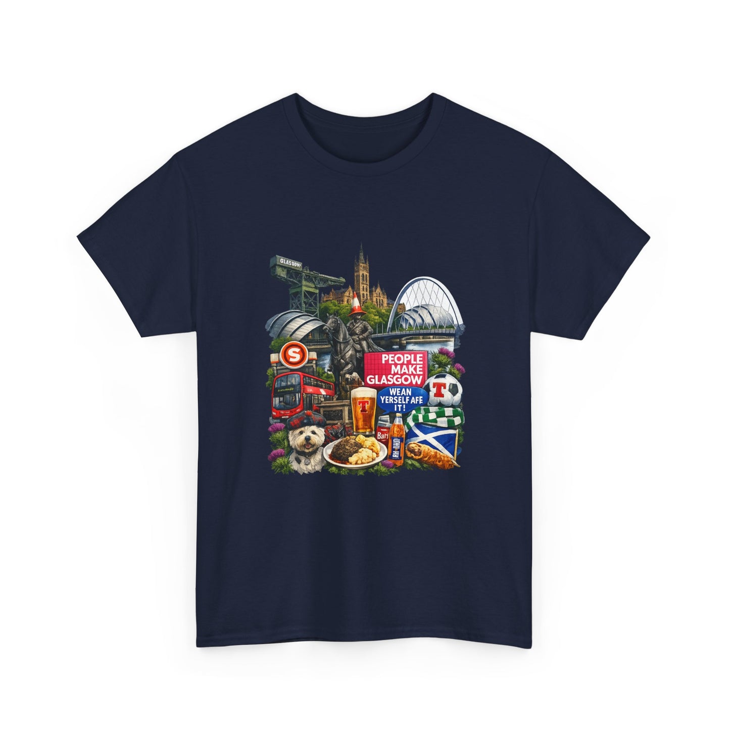 Glasgow Collage T-Shirt — "People Make Glasgow" Scottish City Souvenir Tee