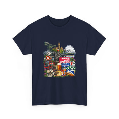 Glasgow Collage T-Shirt — "People Make Glasgow" Scottish City Souvenir Tee