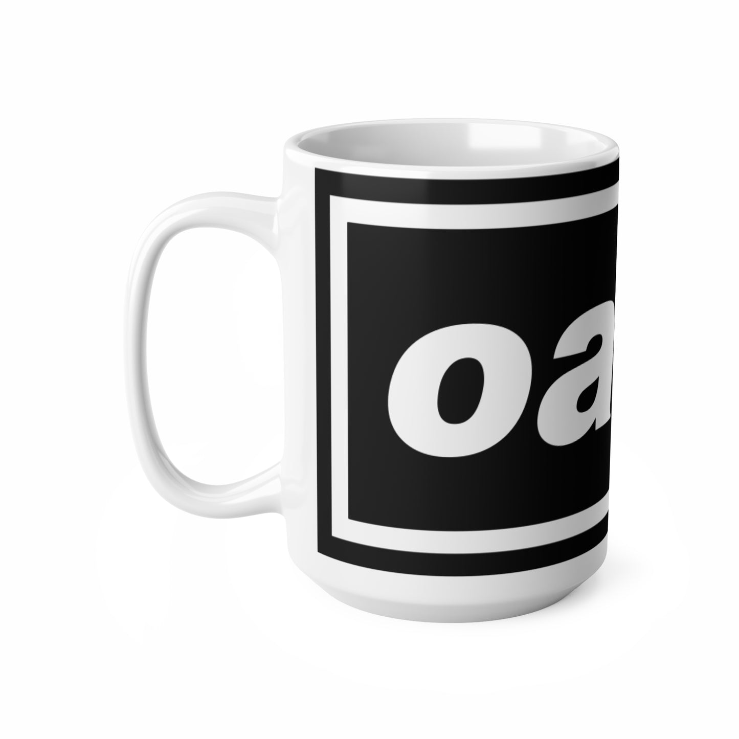 Oasis Logo Ceramic Coffee Mug — 11oz & 15oz Black Branded Coffee Cup