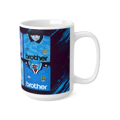 Manchester City Vintage Kit Pattern Coffee Mug — Retro Sky Blue Football Shirt Design, 11oz & 15oz