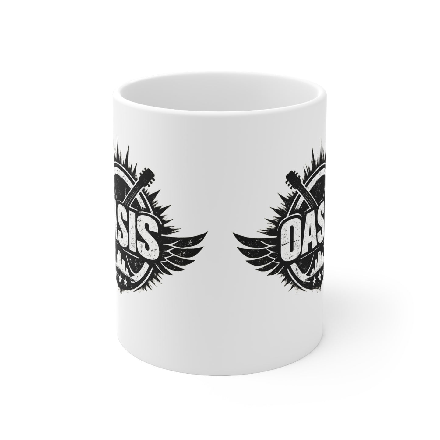 Oasis Crest Ceramic Mug — Rock Band Vintage Logo Coffee Cup (11oz & 15oz)