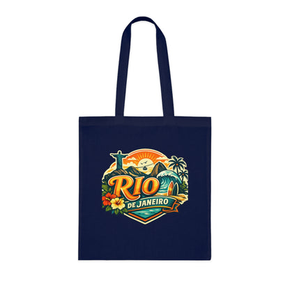 Rio de Janeiro / West Palm Beach Beach Tote — Retro Tropical Cotton Tote Bag