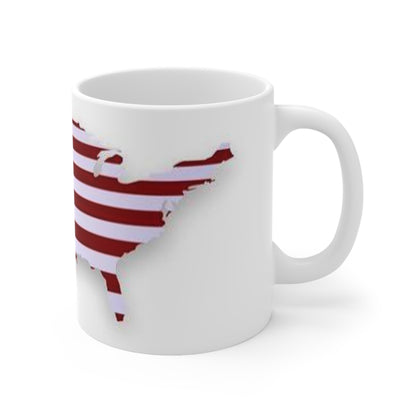 American Flag USA Map Ceramic Coffee Mug - Patriotic 11oz & 15oz