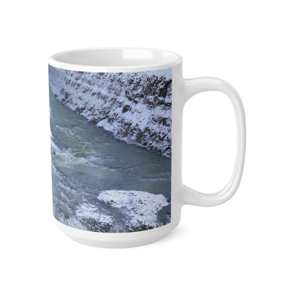 Ceramic Mug — Snowy Waterfall Scenic Coffee Cup (11oz & 15oz)