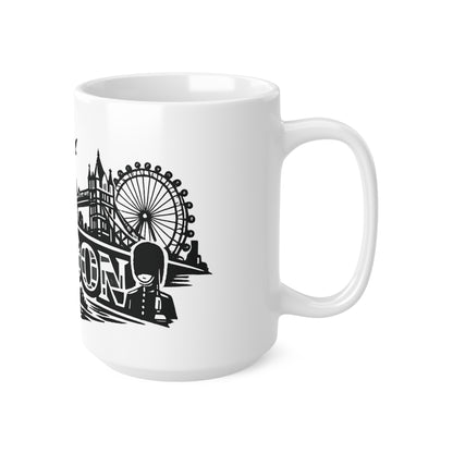 London Skyline Ceramic Mug — Black & White Cityscape Coffee Cup (11oz, 15oz)