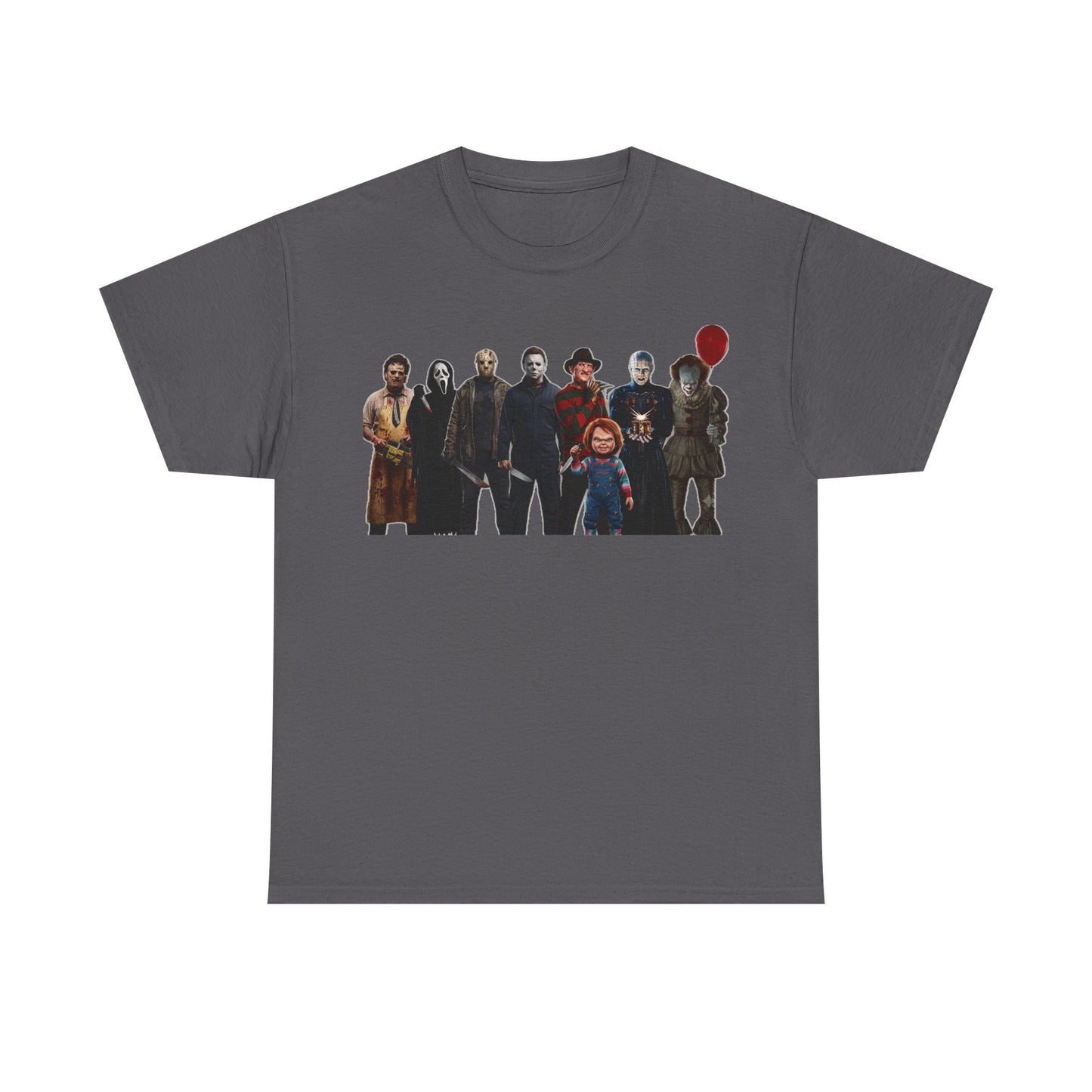 Horror Icons Collage T‑Shirt — Retro Movie Villains Graphic Tee
