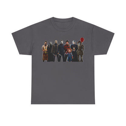 Horror Icons Collage T‑Shirt — Retro Movie Villains Graphic Tee