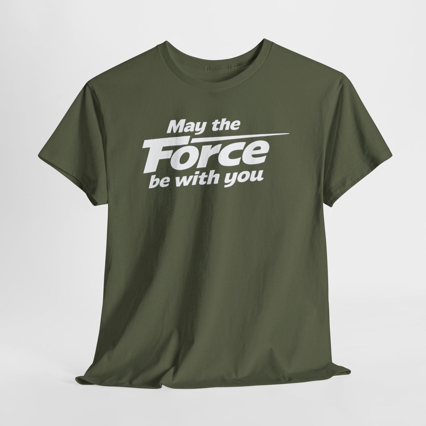 "May the Force Be With You" Retro Embossed Graphic T‑Shirt —