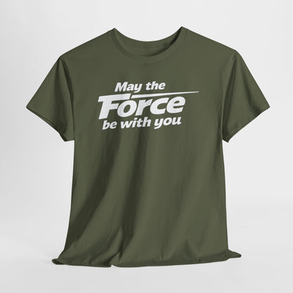 "May the Force Be With You" Retro Embossed Graphic T‑Shirt —
