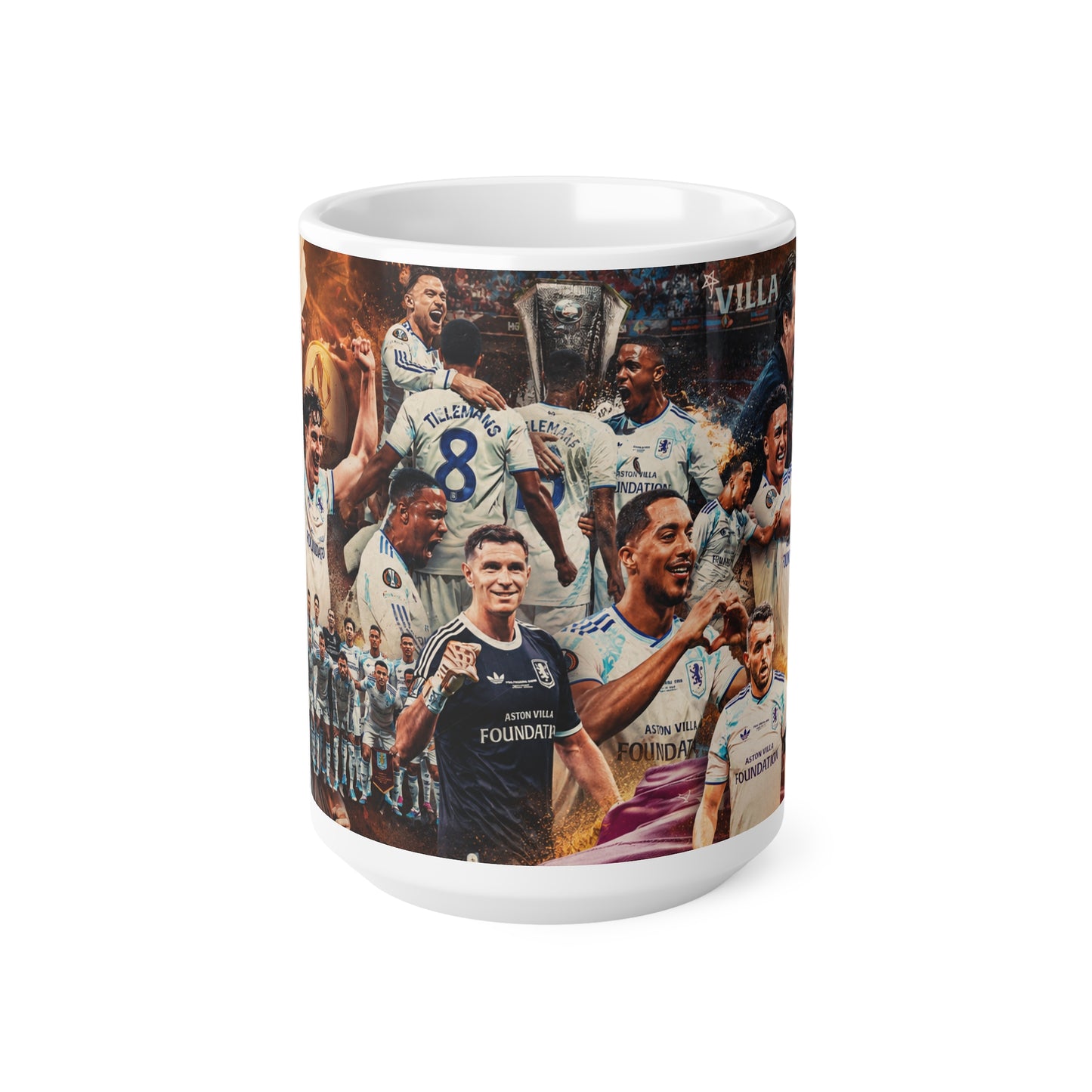 Aston Villa Europa League Winners Celebration Ceramic Mug — Fan Collage Coffee Cup (11oz/15oz)