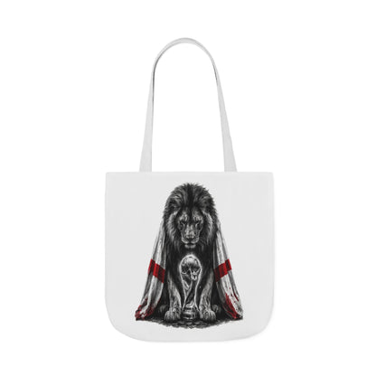 England Lion Guardian Canvas Tote — Protective Lion & Cub Illustration Tote Bag