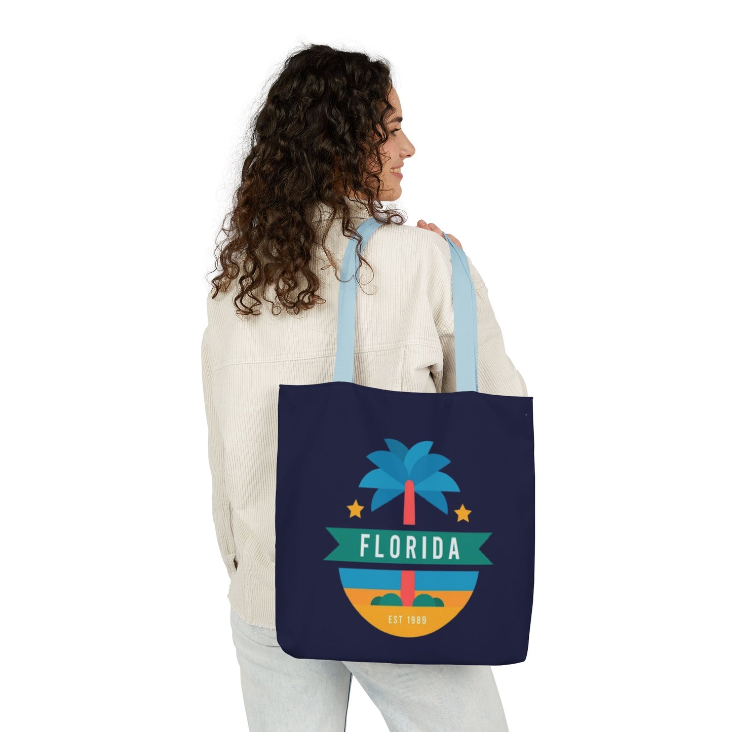 Florida Palm Beach Canvas Tote Bag — Retro Sunshine Travel Tote