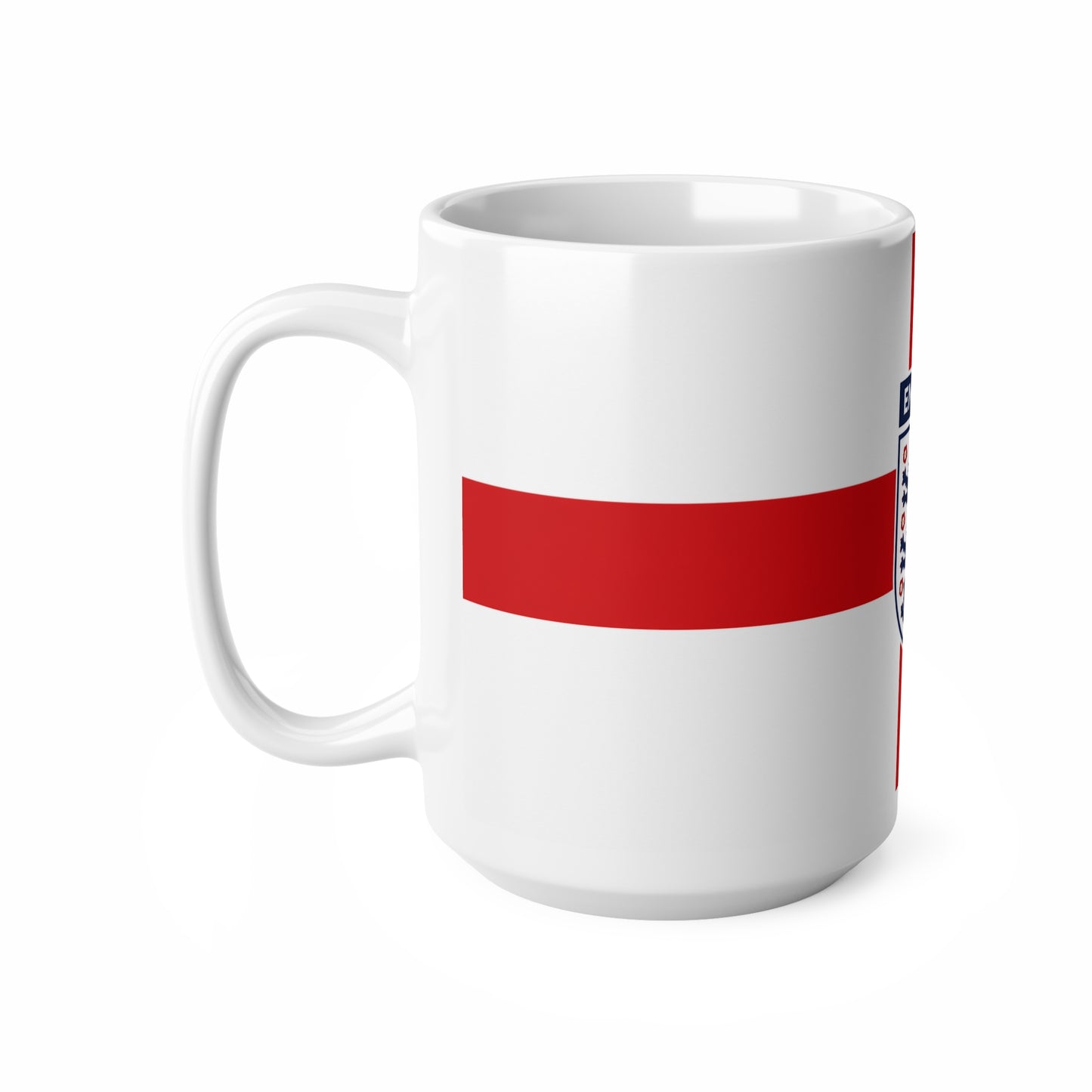 England Flag Coffee Mug — St George Cross Ceramic Tea Cup with Three Lions Crest (11oz & 15oz)