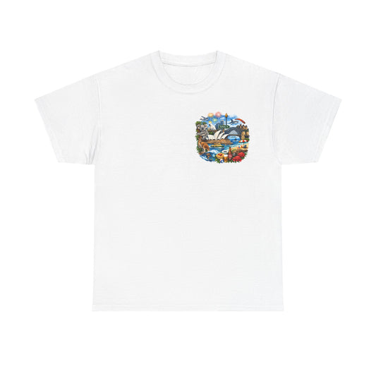 T-Shirt — Sydney Landmark Collage Tee (Opera House, Harbour Bridge, Koala & Beach Scene)