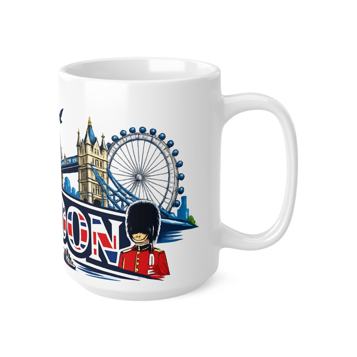 London Skyline Ceramic Mug — Union Jack 'London' Coffee Cup (11oz & 15oz)