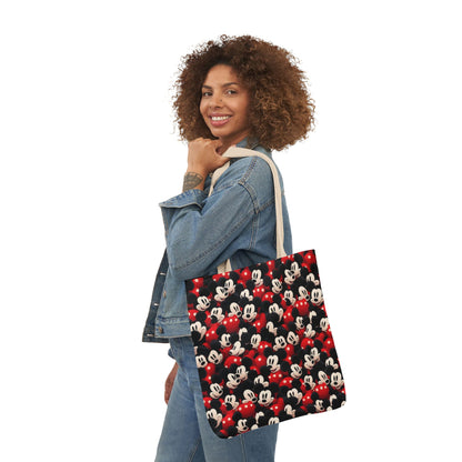 Mickey Mouse Canvas Tote — Retro Cartoon Character Allover Print