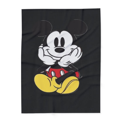 Mickey Mouse Inspired Black Plush Throw Blanket — Cute Vintage Cartoon Fleece