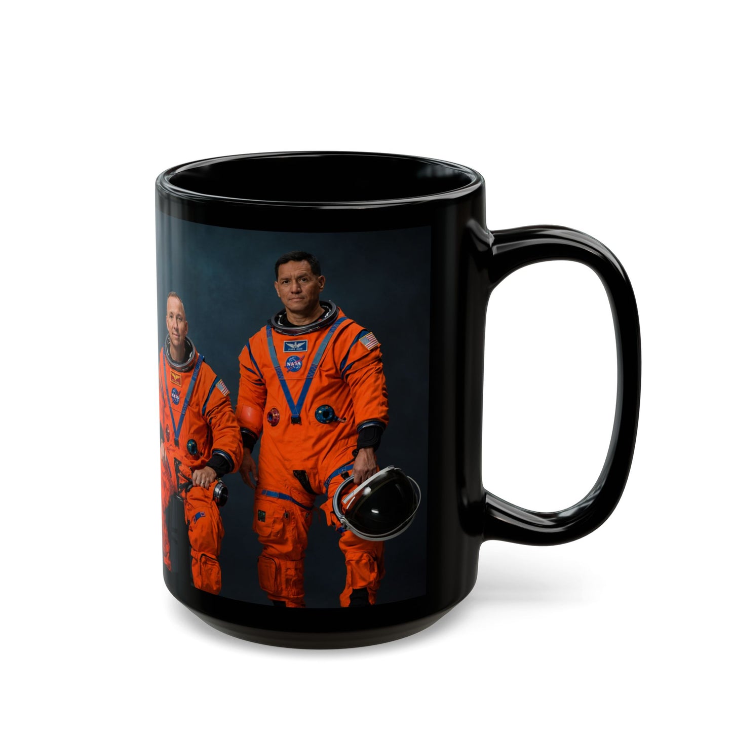 Artemis III Crew Photo Black Mug — Spaceflight Cosmonaut Portrait Coffee Cup (11oz/15oz)