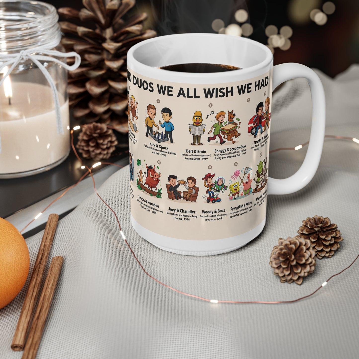 Best Friend Duos Coffee Mug — Vintage Club Championship Medal Design (11oz & 15oz)