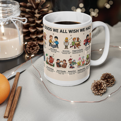 Best Friend Duos Coffee Mug — Vintage Club Championship Medal Design (11oz & 15oz)