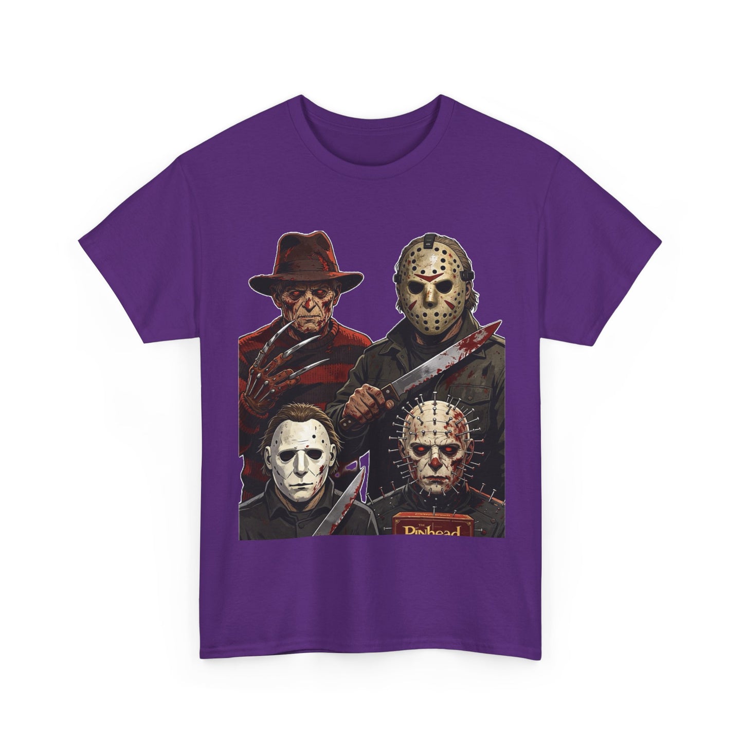 Horror Icons T-Shirt — Freddy, Jason, Michael & Pinhead Slasher Collage