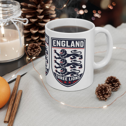 England Three Lions Ceramic Coffee Mug — 11oz & 15oz Football Fan Gift