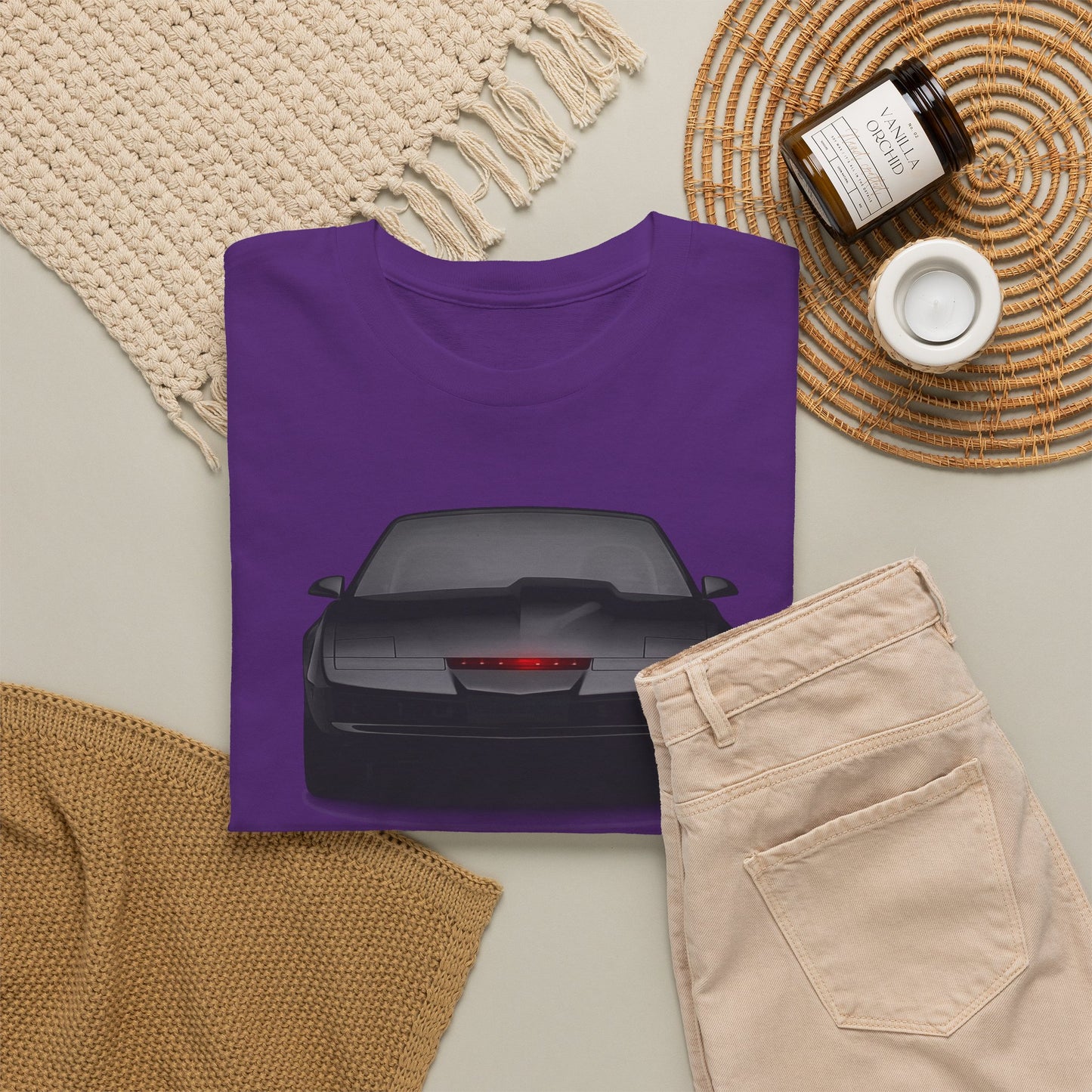 KITT-Inspired Retro Sports Car Tee — Front View Knight Rider Car Graphic Shirt