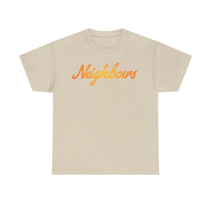 Neighbours Script T‑Shirt — Retro Orange Neighborhood Tee