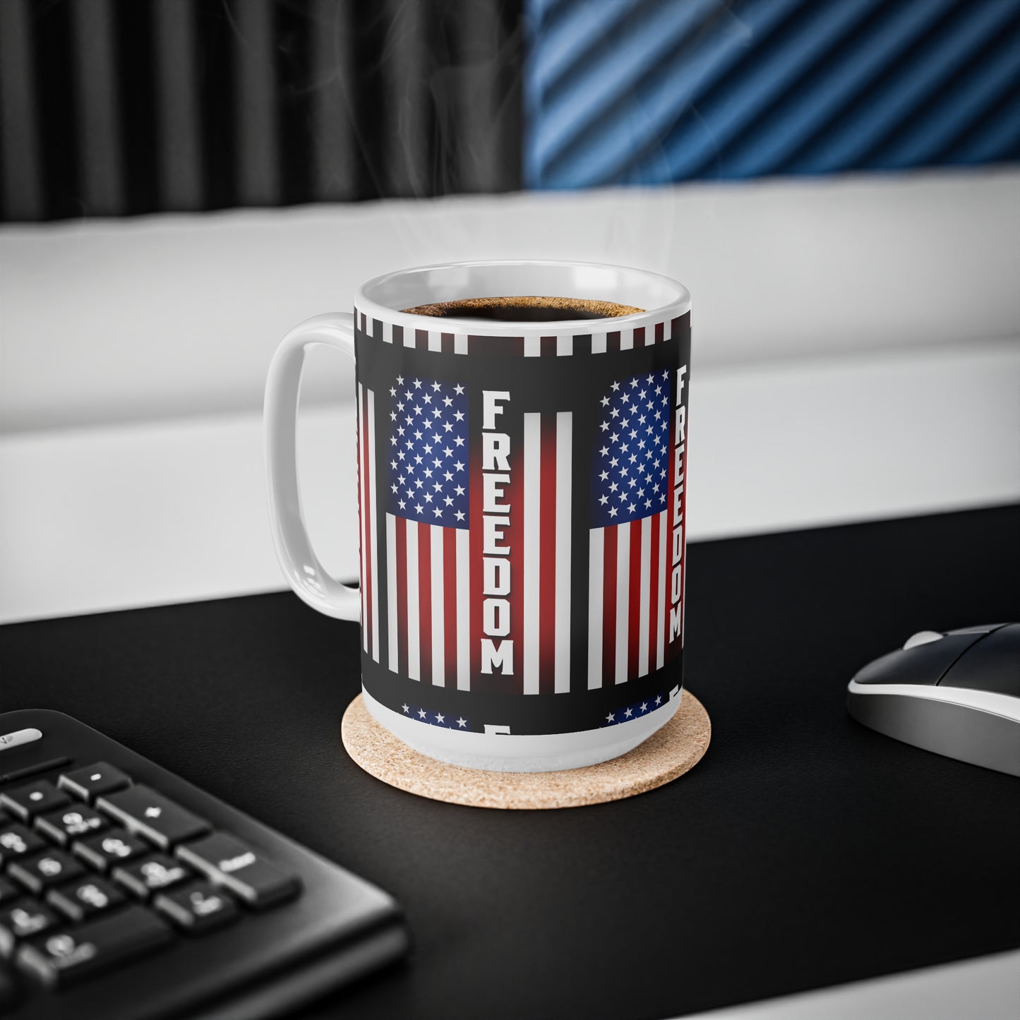 USA Freedom Flag Ceramic Mug — Patriotic USA Coffee Cup (11oz & 15oz)
