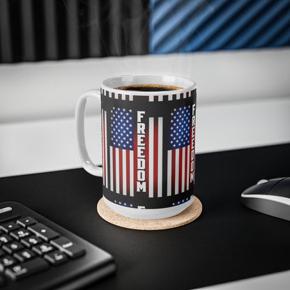 USA Freedom Flag Ceramic Mug — Patriotic USA Coffee Cup (11oz & 15oz)