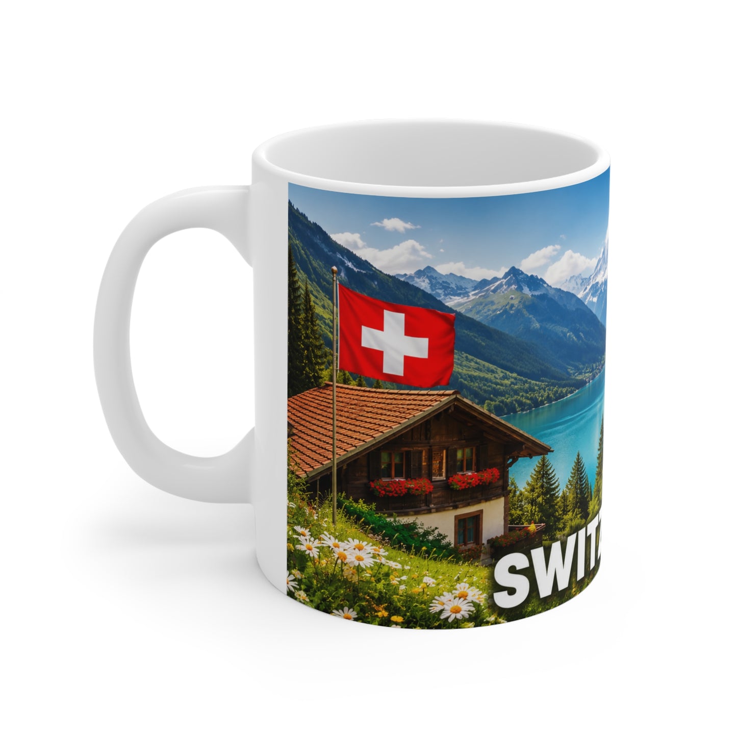 Switzerland Scenic Coffee Mug — Alpine Lake & Chalet 11oz/15oz