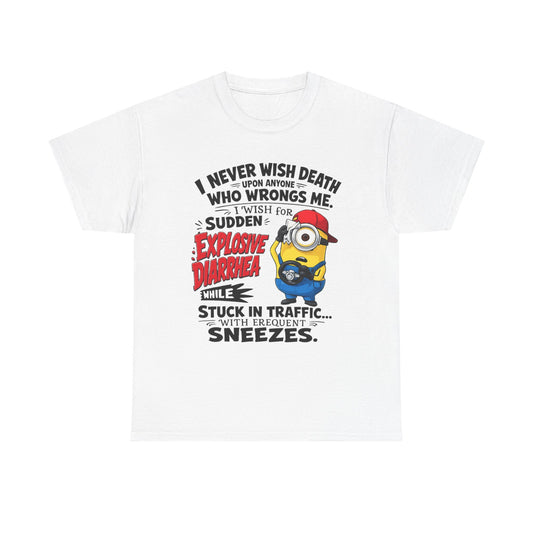 Funny Minion Traffic Tee — "Explosive Diarrhea" Humorous Graphic T-Shirt