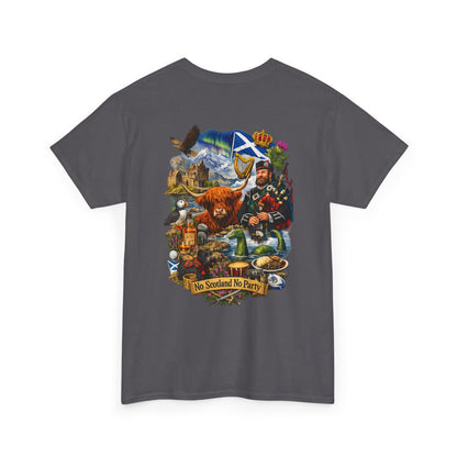 Scotland Collage T-Shirt — "No Scotland No Party" Scottish Heritage Tee