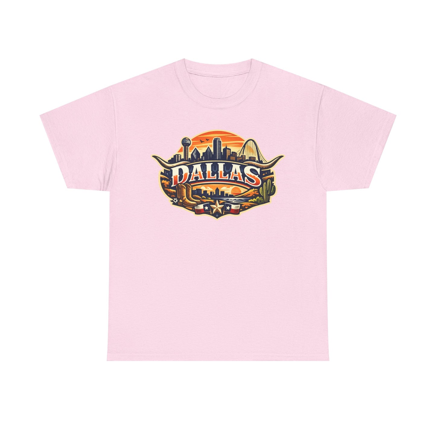 Dallas Skyline Retro Tee — Vintage Cityscape T‑Shirt with 'Dallas' Graphic