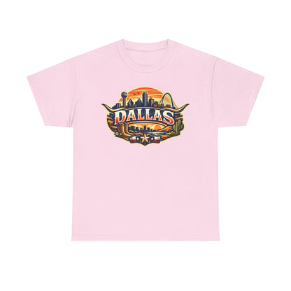 Dallas Skyline Retro Tee — Vintage Cityscape T‑Shirt with 'Dallas' Graphic
