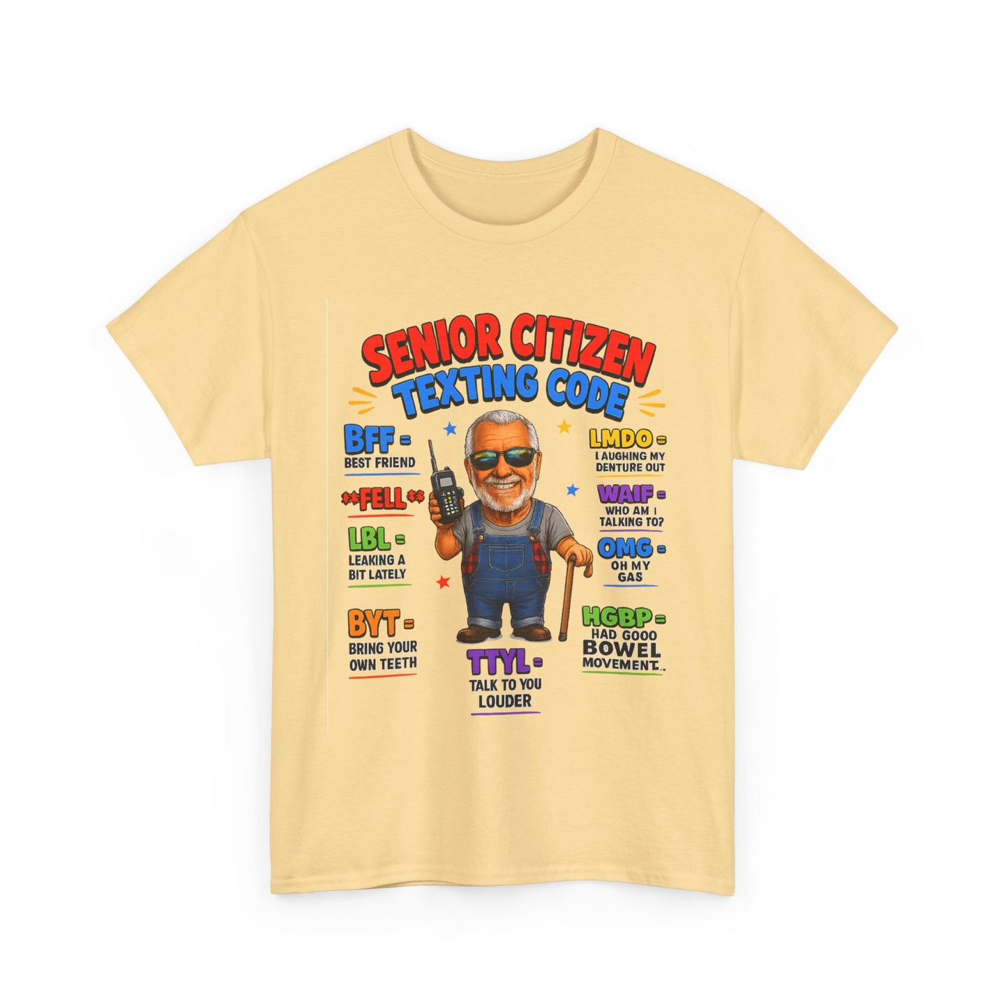Senior Citizen Texting Code T-Shirt — Funny Grandpa Grandma Retirement Gift
