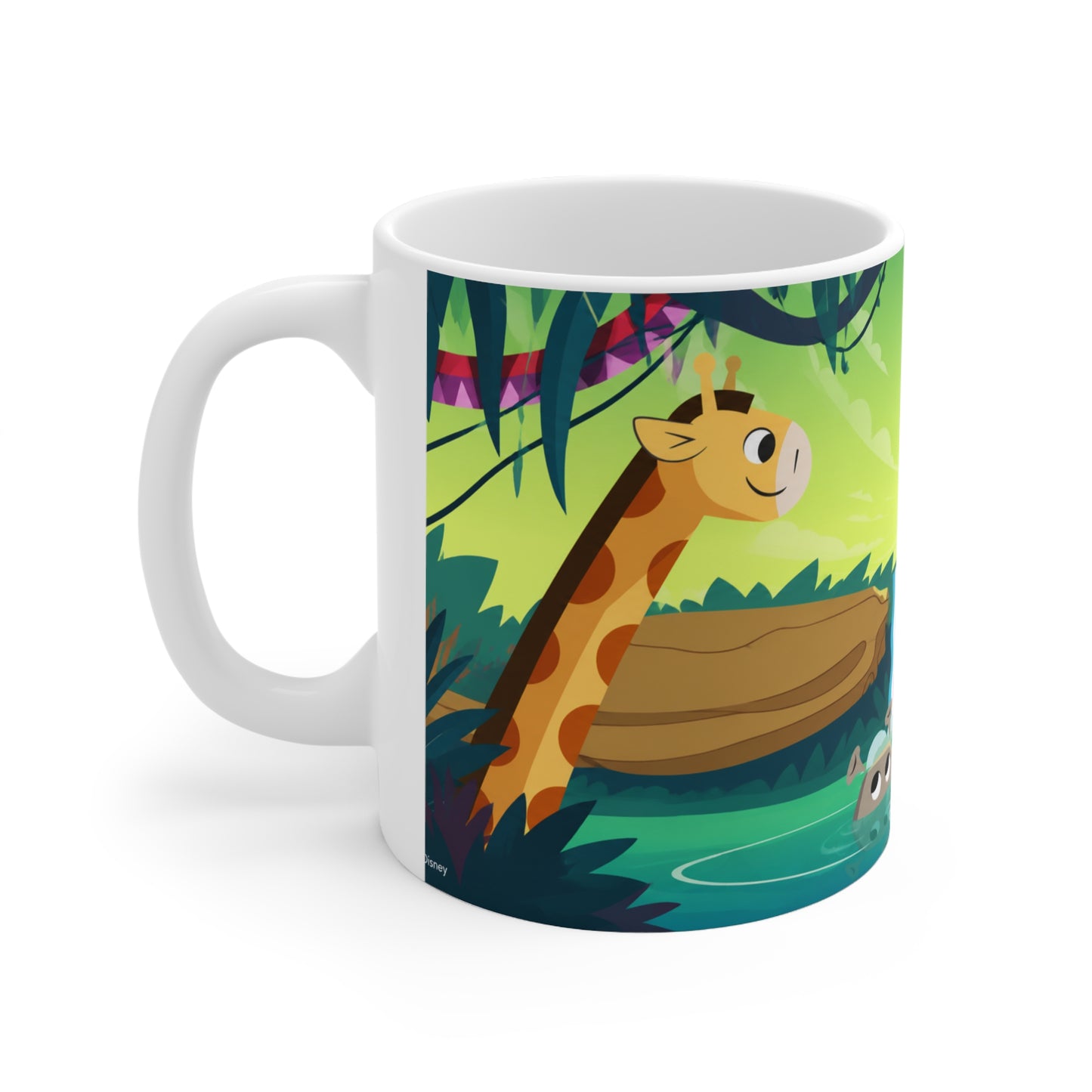 Giraffe Rainbow Waterfall Ceramic Coffee Mug — Cute Jungle Animal 11oz/15oz